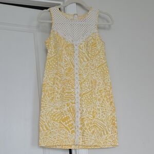 Lilly Pulitzer Yellow & White Crochet-Yoke Sundress